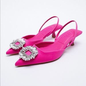 shimmery slingback heels fuchsia zara